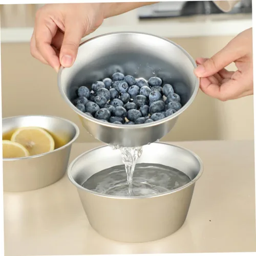 Vista 2 de TOYANDONA Colador de malla de acero inoxidable con lavabo Cesta de drenaje de cocina de malla fina para verduras y frutas, mini lavadora de arroz