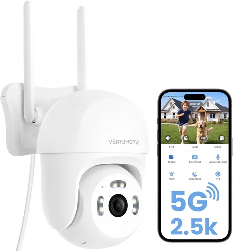 Vista 10 de Cámara de seguridad para exteriores de 4 MP, cámara WiFi de 2.5 K para sistema de seguridad del hogar, cámara exterior con cable enchufable Blanco-2