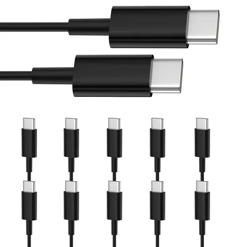 Vista 9 de Cable USB C a USB C, paquete de 10 unidades, cable de carga rápida tipo C Blanco