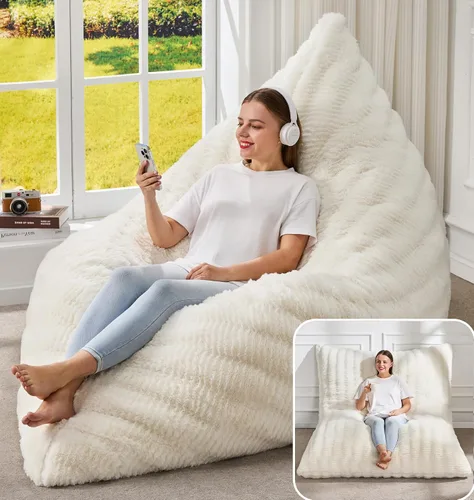 Vista 40 de Hobestluk Adult Bean Bag Chair 3 in 1 Convertible Large Bean Bag Sofa Ash Grey