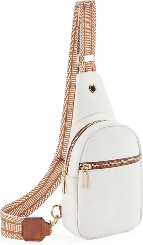 Vista 71 de Telena Riñonera pequeña para mujer, de cuero, cangureras, bolsa de pecho para mujer