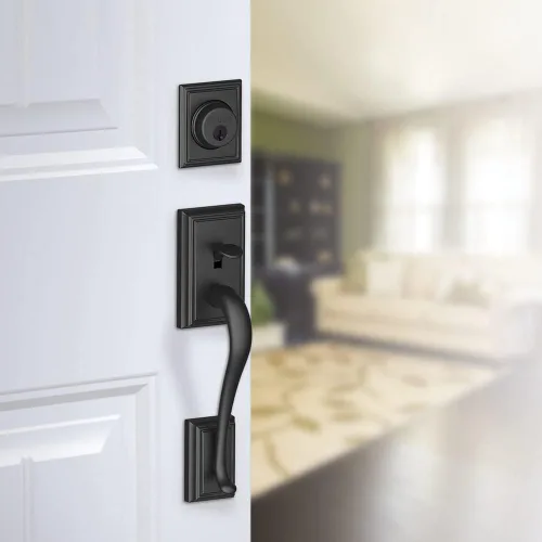 Vista 6 de SCHLAGE F58 Addison Exterior Active Handleset C Keyway Acabado de níquel envejecido