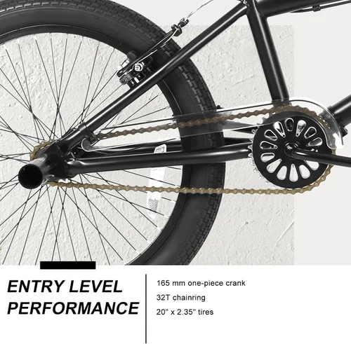Vista 6 de WEIZE Freestyle BMX Bike 20 inch Trick Bicycle Negro