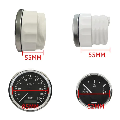 Vista 3 de Kus Gauge Set Velocímetro GPS 124.3 mi/h Tacómetro 8000RPM Nivel de combustible 0-190ohm Temperatura del agua 104.0-248.0 °F Presión de aceite