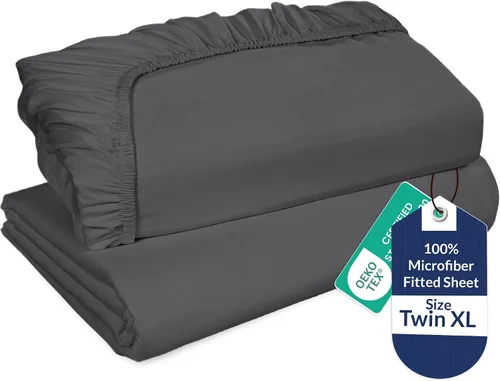Vista 11 de Royale Linens Paquete de 2 sábanas bajeras, sábanas elásticas, sábana bajera individual, suave y transpirable, microfibra cepillada de 1800