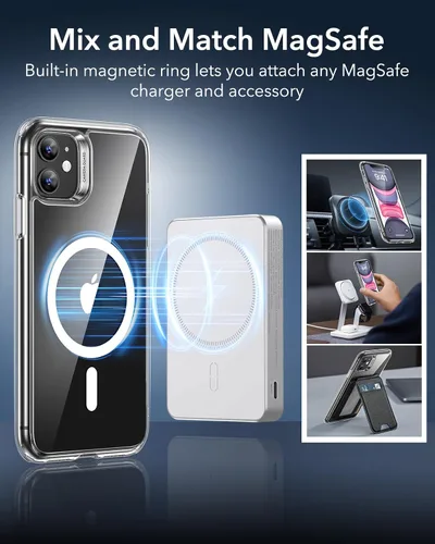 Vista 5 de ESR Funda para iPhone 11, compatible con MagSafe, protección de grado militar a prueba de golpes, funda magnética para iPhone 11, funda híbrida