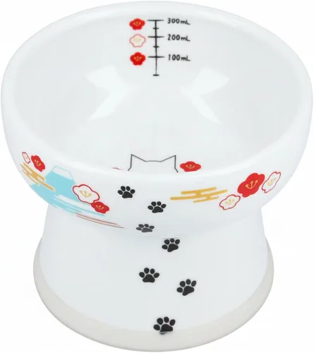 Vista 12 de NECOICHI - Cuenco elevado para agua para gatos, elevado, con líneas de medición, apto para lavavajillas y microondas (gato, extra alto) color blanco