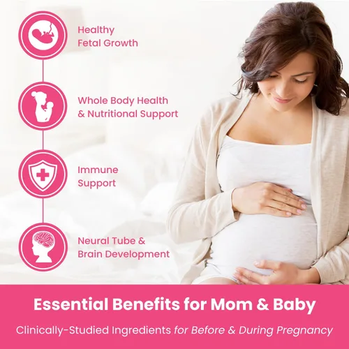 Vista 7 de Gomitas de vitaminas prenatales con DHA Vitaminas prenatales veganas para mujeres con Omega 3, metilfolato, colina y D3, vitaminas