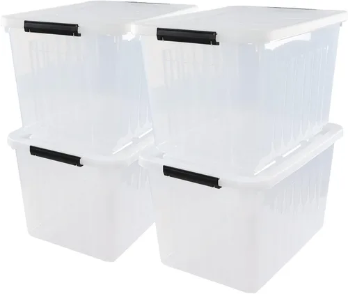 Vista 8 de Contenedores de almacenamiento de plástico de 12 cuartos de galón con tapas, caja de almacenamiento de plástico, 6 paquetes