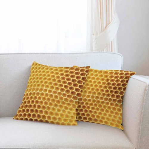 Vista 2 de Fundas de almohada decorativas amarillas de abeja de miel con textura abstracta sin costuras de 18 x 18 pulgadas, fundas de almohada para sofá cama