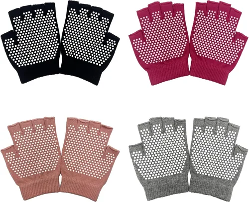 Vista 6 de Calcetines de pilates con empuñaduras para mujer, calcetines de yoga antideslizantes para baile de barra o entrenamiento descalzo 2 pares de guantes