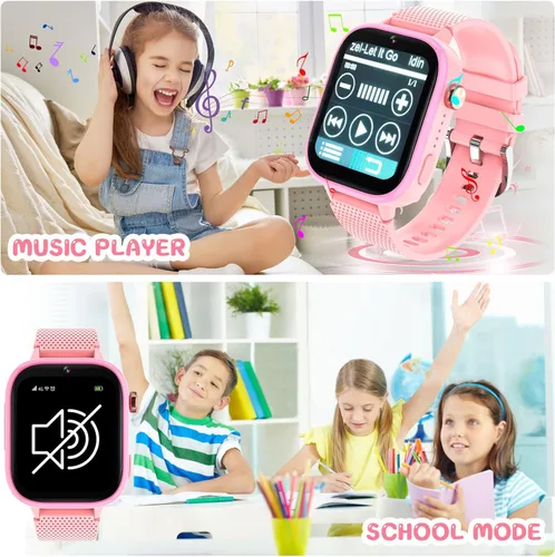 Vista 5 de OKYUK Reloj inteligente para niños, regalo para niñas de 5 a 12 años, reloj 4G para niños, 47 juegos, función de llamada bidireccional con pantalla