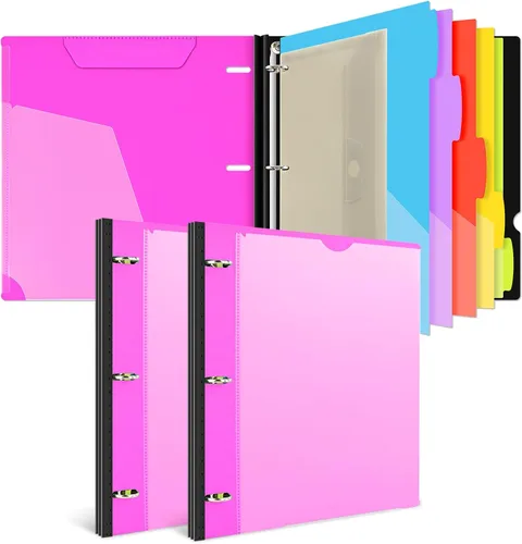 Vista 10 de INFUN Carpeta organizadora de proyectos telescópica de 3 anillos de 1 pulgada, 13 bolsillos, cubierta frontal personalizable, divisor de bolsillo