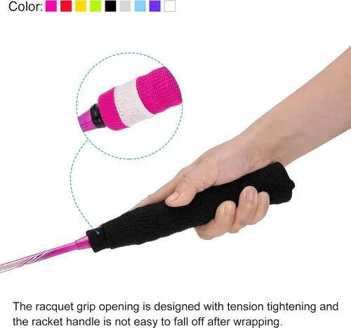 Vista 6 de PATIKIL Cotton Feeling Badminton Towel Grip Nylon Tennis Racket Overgrip Racquet Grip Hand Glue Anti-Skid Sweatband for Golf Bike Handle Negro