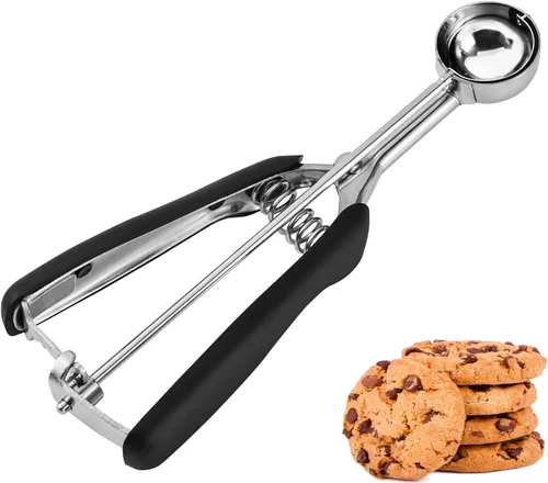 Vista 13 de JUNADAEL J Cuchara de galletas de 4 cucharadas, cucharadas de galletas de 2 onzas para hornear, cuchara para magdalenas para hornear, agarre cómodo