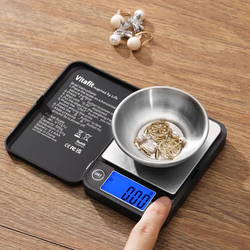 Vista 5 de Vitafit Balanza digital de bolsillo de 500g, precisión alta asegurada por fábrica profesional de balanzas desde 2001, balanza de gramos 0.01g