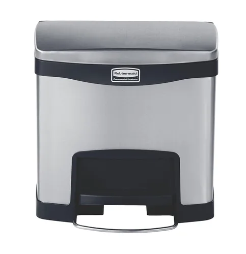 Vista 2 de Papelera acero inoxidable con pedal Rubbermaid Commercial Slim Jim, Negro (Black Trim), 1