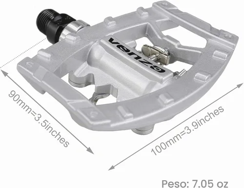 Vista 3 de Venzo Plataforma de doble función multiusos compatible con Shimano SPD bicicleta de montaña con pedales sellados sin clipless – plataforma dual