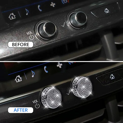 Vista 3 de 2 piezas de adornos brillantes para perillas de control central y multimedia, compatibles con Cadillac CT5 CT4, adhesivo para accesorio