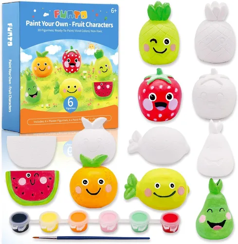Vista 10 de Funto Kit de pintura de animales para niños, pinta tus propias figuras con imán, juego de manualidades de 27 piezas, cerámica para pintar, proyectos