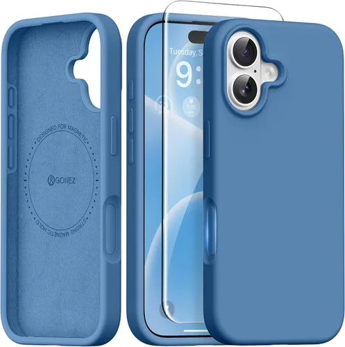 Vista 23 de GONEZ Funda magnética para iPhone 12 Case / 12 Pro Case, compatible con MagSafe, [protector de pantalla + protector de lente de cámara], funda