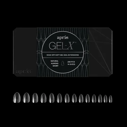 Vista 2 de Aprés Gel-X® Almendra Caja de Puntas de Uñas 280 Puntas Gel-X, Puntas Suaves, 14 Tamaños 00-9 Incluye mitades