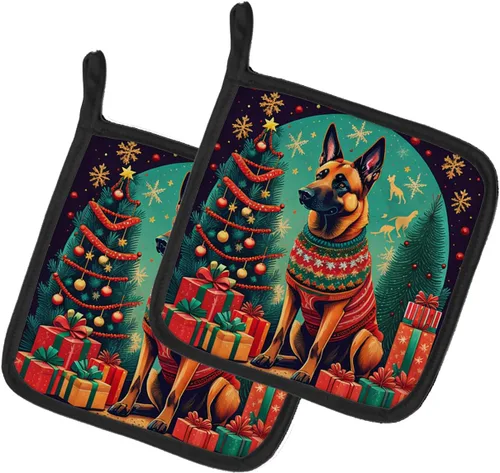 Vista 33 de Affenpinscher - Par de soportes para ollas de Navidad