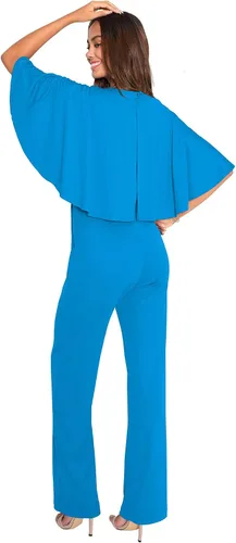 Vista 5 de KOH KOH Womens Long Pants Cape Short Sleeve V-Neck Pockets Jumpsuit Romper