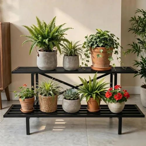 Vista 5 de Zhongma Soporte para plantas de metal resistente de 2 niveles