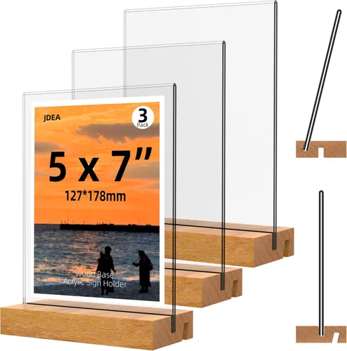 Vista 8 de Soporte de Letrero de Acrílico con Base de Madera 8.5x11 Pulgadas para Visualización Vertical y Inclinada (Paquete de 2 8.5*11")