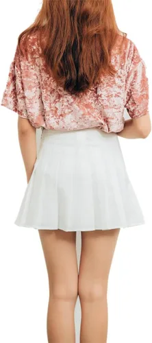 Vista 3 de Vestido corto plisado para niñas, adolescentes, tenis y scooter