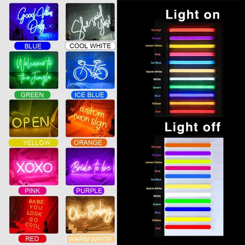 Vista 7 de Letrero de neón, luz LED personalizada con nombre para pared, habitación, decoración de cumpleaños, boda, fiesta feliz, regalos de negocios, bar