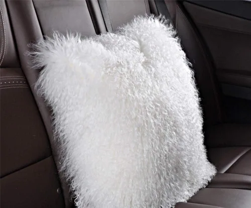 Vista 8 de Funda de almohada de piel de cordero mongol negra lujosa, funda de cojín de piel de oveja suave de felpa, funda de almohada de piel suave, funda