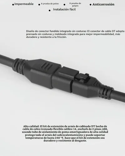 Vista 6 de Juego de extensión de arnés de cableado universal 2 en 1 de 2 pies Deutsch DT DTP, adaptador de cableado de 2 pines Plug and Play DT para barra