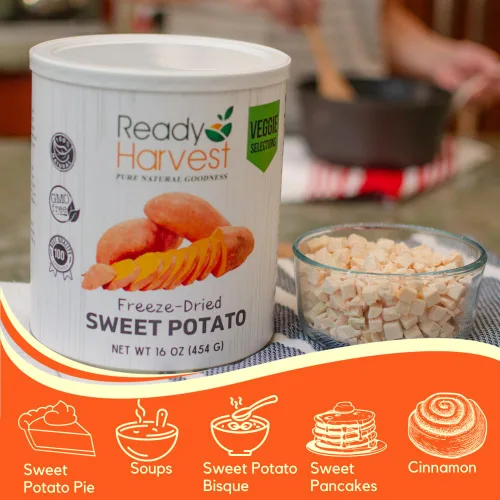 Vista 7 de Ready Harvest Alimentos liofilizados - batatas Alimentos de emergencia Productos básicos de despensa Lata #10 Vida útil de 25 años Latas