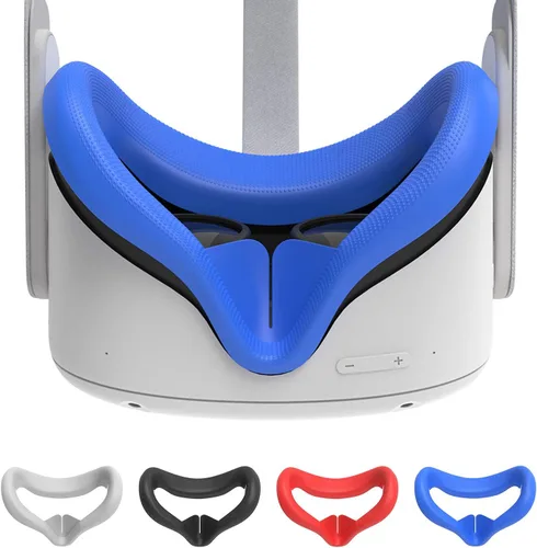 Vista 3 de LEABBY 4Pcs VR Silicone Face Cover Compatible with Oculus Quest 2Light-Thin VR Face PadsWaterproof Anti-Dirty Replacement Facial Cushion VR Pads