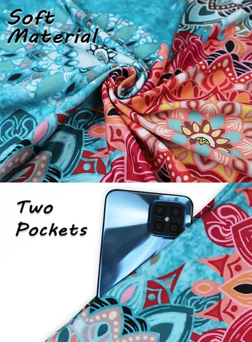 Vista 18 de SimpleFun - Vestidos de verano para mujer, camiseta floral, vestido de playa de estilo bohemio, informal, con bolsillos y sin mangas
