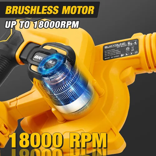 Vista 5 de Soplador de hojas inalámbrico para batería Dewalt de 20 V máximo, soplador de aire eléctrico para el lugar de trabajo con motor sin escobillas, 6