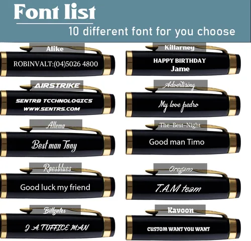 Vista 3 de Ancolo Bolígrafo de regalo personalizado, juego de regalo de negocios de lujo, bolígrafo con 2 recambios de tinta negra, cuerpo de metal