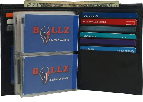 Vista 2 de Billetera de piel para hombre con inserto de vinilo resistente