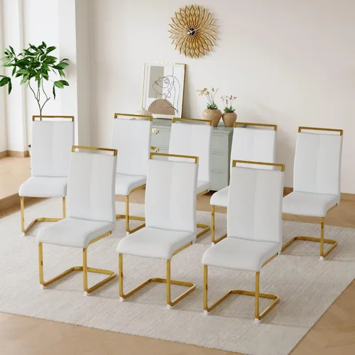 Vista 23 de gopop Juego de sillas de comedor, sillas modernas de metal con asiento acolchado de piel sintética, respaldo alto y patas cromadas resistentes, Negro