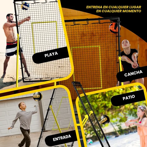 Vista 6 de Adjustable Volleyball Rebounder Net 7x4 ft – Bounce Back Training Equipment with Angle Customization for Practicing Volleying, Bumping, Spiking
