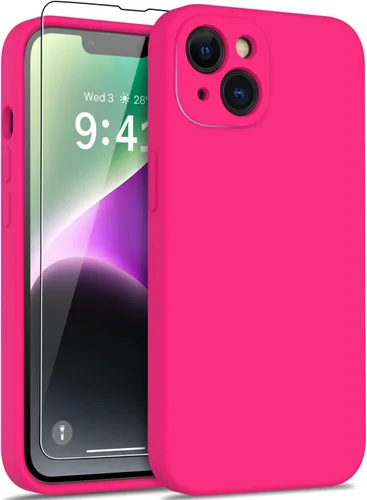 Vista 33 de DEENAKIN Funda compatible con iPhone 14 Plus con protector de pantalla, funda mejorada para cámara, goma de gel de silicona suave probada contra