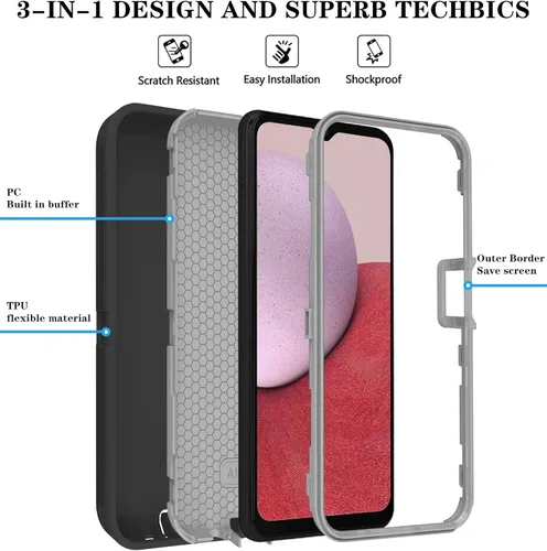 Vista 6 de ONOLA Funda compatible con Samsung Galaxy A14 5G con protector de pantalla HD, resistente a los golpes y a las caídas, funda de 3 capas para Samsung
