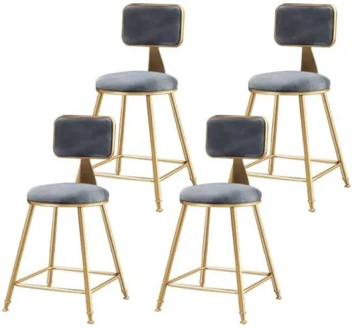 Vista 7 de Taburete moderno para mostrador, taburete sin brazos, taburete de hierro con cojín y pedal, 1 taburete corto (18 pulgadas de alto) azul