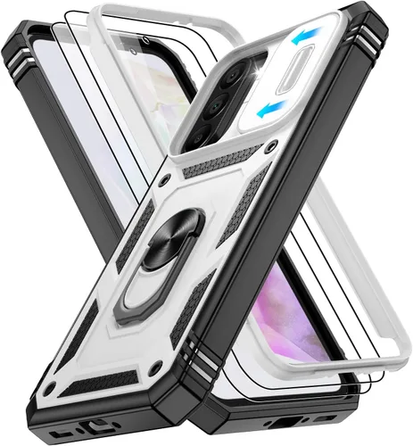 Vista 74 de Gritup Funda para Google Pixel 6 con cubierta deslizante para cámara y protector de pantalla (2 unidades), soporte de anillo giratorio 360°, funda