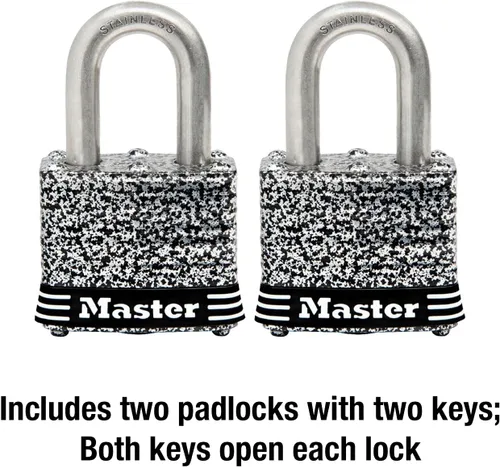 Vista 6 de Master Lock 3SST Candado de acero inoxidable para exteriores con llave, paquete de 2 llaves iguales
