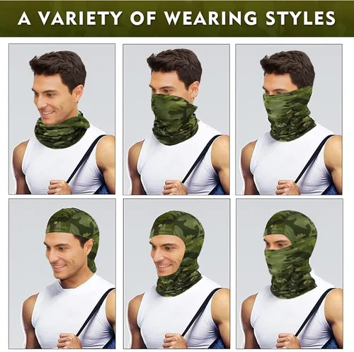 Vista 5 de Máscara facial de camuflaje militar bandana pasamontañas capucha para hombres y mujeres entrenamiento táctico ciclismo esquí resistente al viento