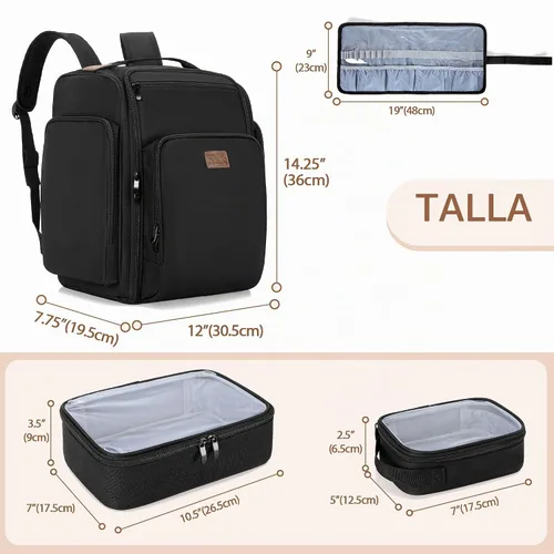 Vista 5 de BAFASO Mochila de maquillaje con 4 bolsas extraíbles y 1 bolsa para cepillos, estuche de maquillaje de viaje con múltiples espacios