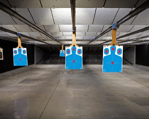 Vista 2 de Ascentor Silueta de tiro objetivo - Tamaño grande 18 x 24 - Múltiples zonas de apuntar - Azul